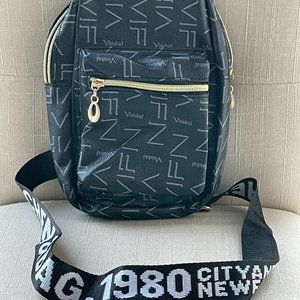 Girl Bag Fashion Cross Body Chest Bag Black Faux Leather Vegan